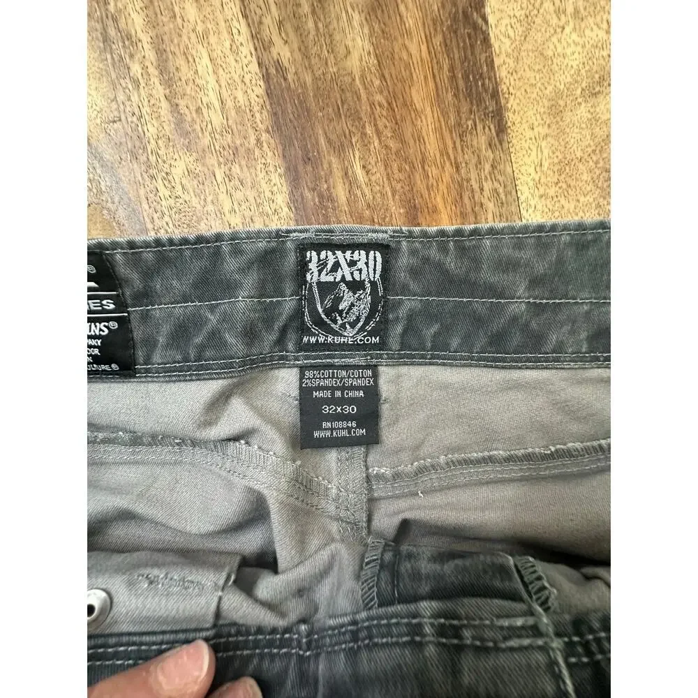 Kuhl Men's Dark Gray Distressed Dyed Look Straight Leg Denim Jeans Size 32X30